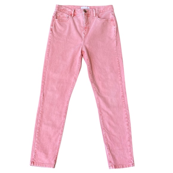 Loft Pink Jeans size 4 High Waist Skinny Salmon Pink Size 27 - Picture 1 of 5